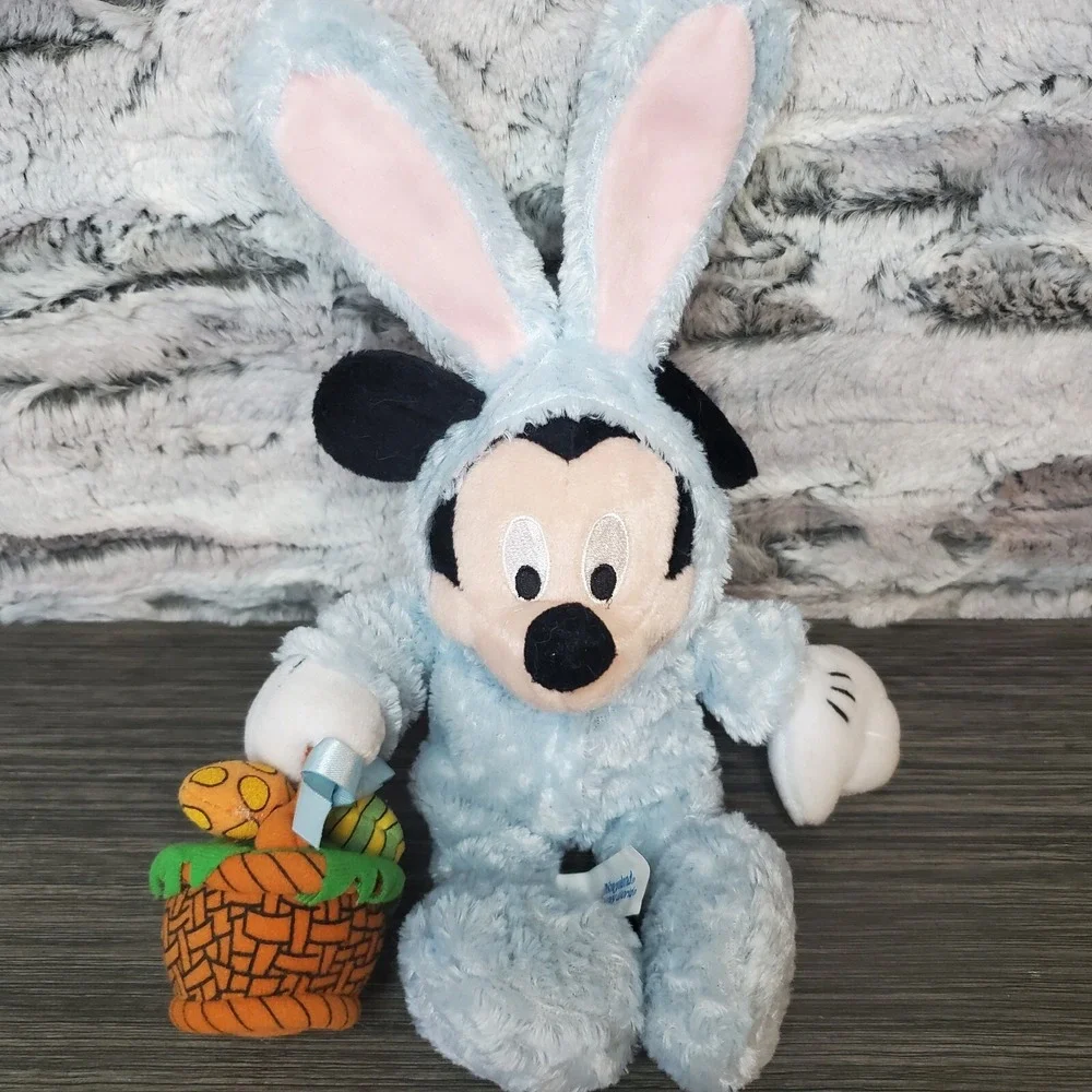 Disneyland  Mickey Mouse Easter Plush In Blue Bunny Suit With‎ Eggs / Basket 10